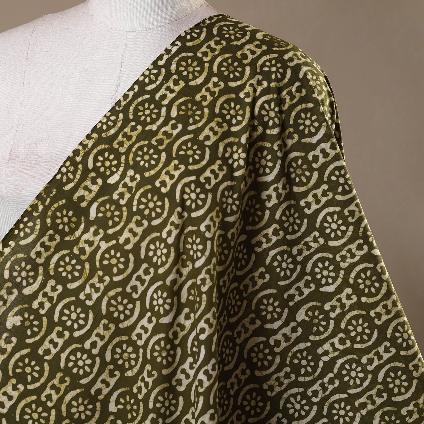 Green - hand batik cotton fabric 05 - handcrafted