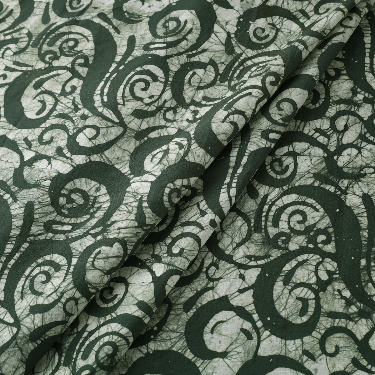 Green - hand batik cotton fabric 06 - handcrafted