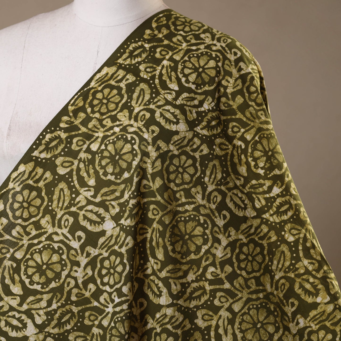 Green - hand batik cotton fabric 07 - handcrafted