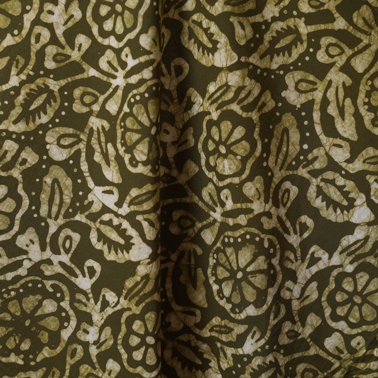 Green - hand batik cotton fabric 07 - handcrafted