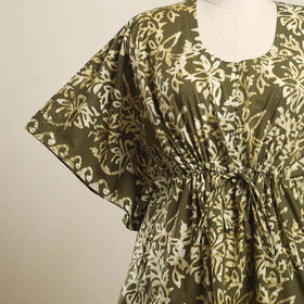 Buy Green Hand Batik Print Cotton Kaftan