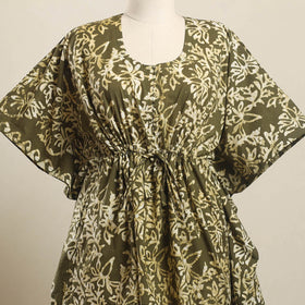 Buy Green Hand Batik Print Cotton Kaftan