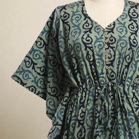  Green Hand Batik Print Cotton Kaftan