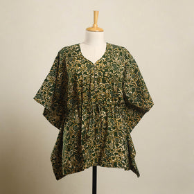 Buy Green Hand Batik Print Cotton Kaftan