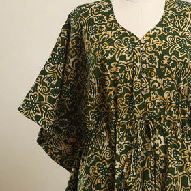 Buy Green Hand Batik Print Cotton Kaftan