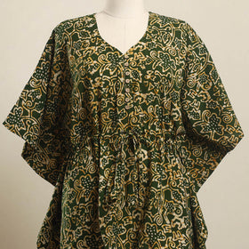 Buy Green Hand Batik Print Cotton Kaftan