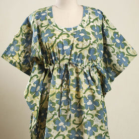 Buy Green Hand Batik Print Cotton Kaftan
