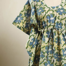 Buy Green Hand Batik Print Cotton Kaftan