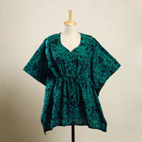  Green Hand Batik Print Cotton Kaftan