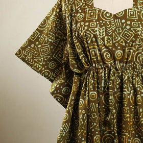 Buy Green Hand Batik Print Cotton Kaftan