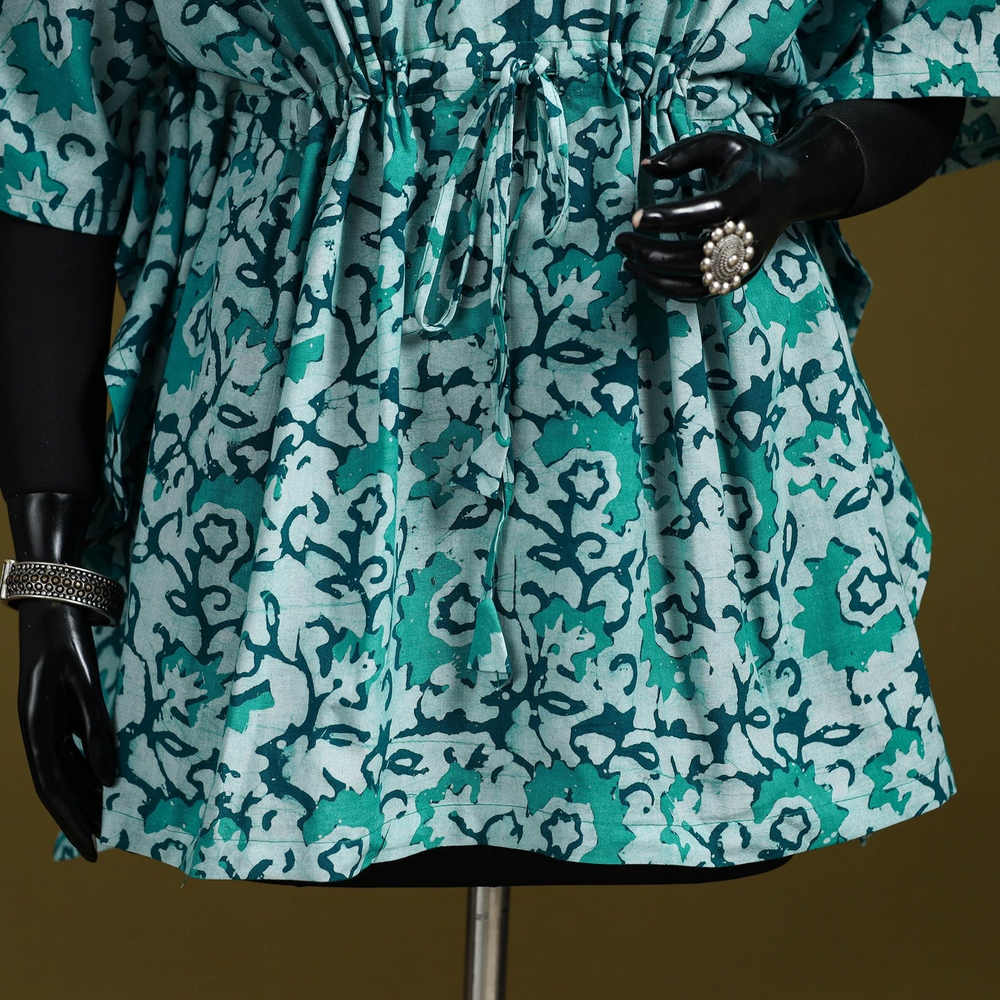 Hand batik cotton short kaftan 25 - handcrafted