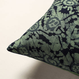 Buy Green Hand Batik Printed Cotton Cushion Cover