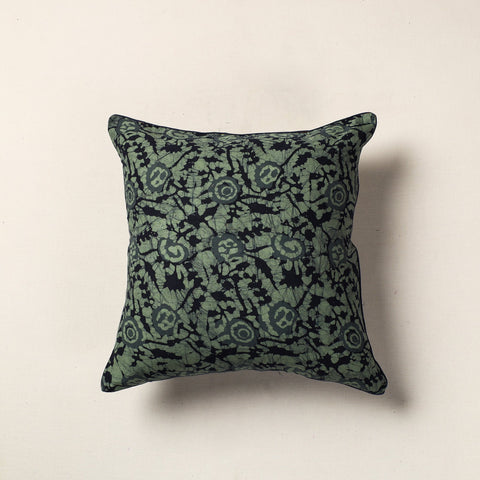 Buy Green Hand Batik Printed Cotton Cushion Cover