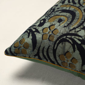 Green Hand Batik Printed Cotton Cushion Cover (16 x 16 in)
