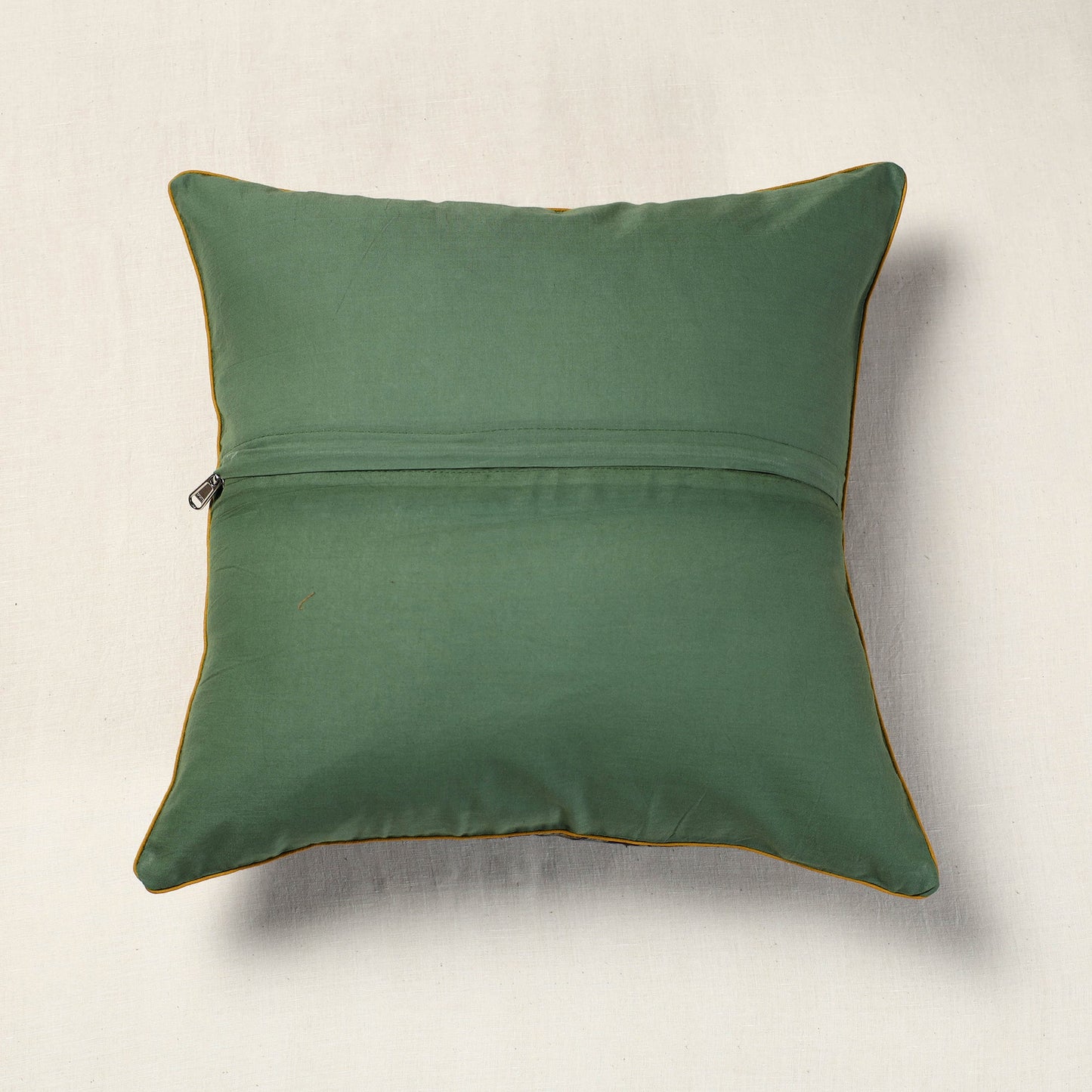 Green Hand Batik Printed Cotton Cushion Cover (16 x 16 in)