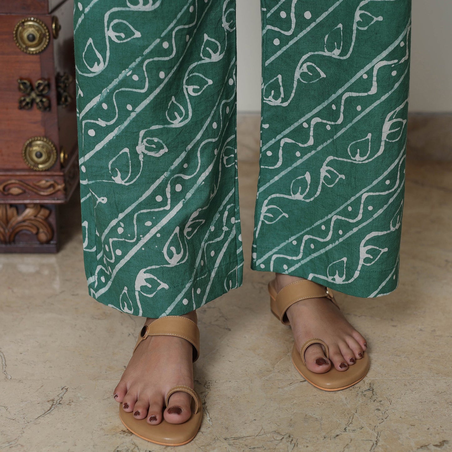 Buy Hand Batik Printed Cotton Kurta with Palazzo & Dupatta Set 08 Online at iTokri.com