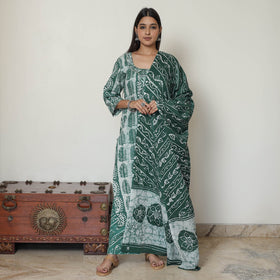 Buy Hand Batik Printed Cotton Kurta with Palazzo & Dupatta Set 08 Online at iTokri.com