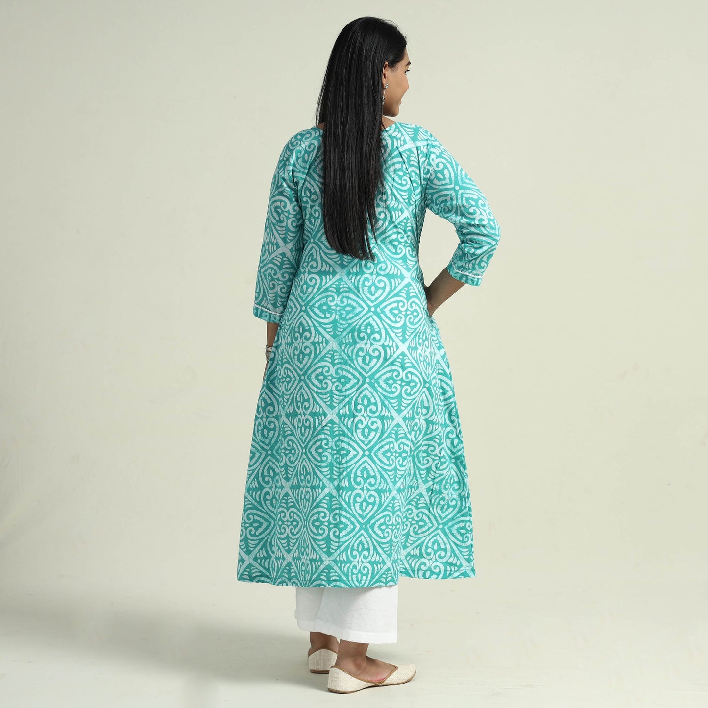  Hand Batik Printed Cotton Kurta with Palazzo Set 