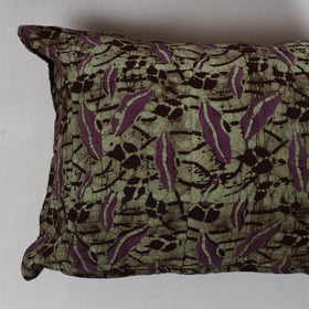 Green - hand batik printed cotton pillow cover (set of 2)