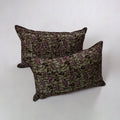 Green - hand batik printed cotton pillow cover (set of 2)