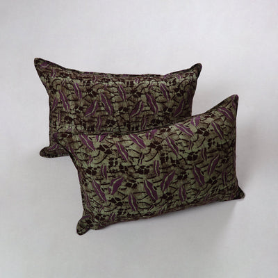 Green - hand batik printed cotton pillow cover (set of 2)