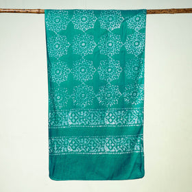 Green Batik Block Printed Cotton Stole 