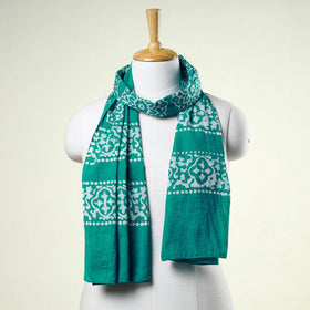 Green Batik Block Printed Cotton Stole 