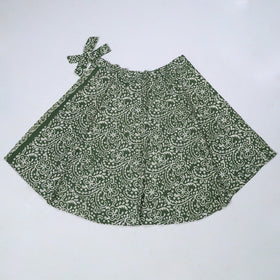 Green Hand Batik Printed Cotton Wrap Around Skirt