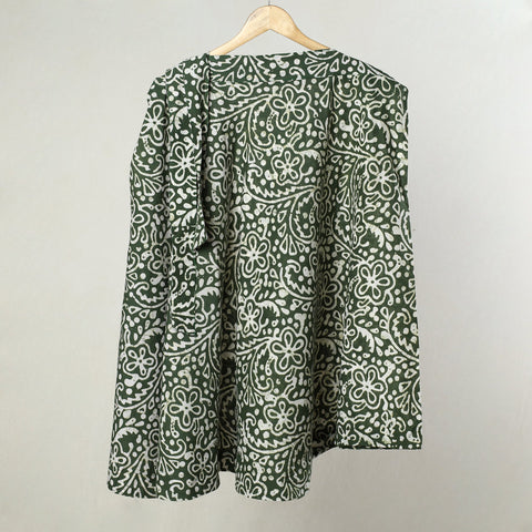 Green Hand Batik Printed Cotton Wrap Around Skirt