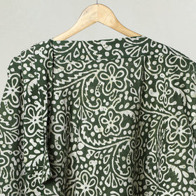 Green Hand Batik Printed Cotton Wrap Around Skirt