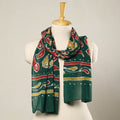 Green - hand batik printed mul cotton stole 49 - handcrafted