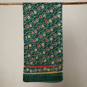 Green - hand batik printed mul cotton stole 54 - handcrafted