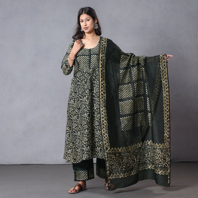 Batik Kurta with Palazzo & Dupatta Set