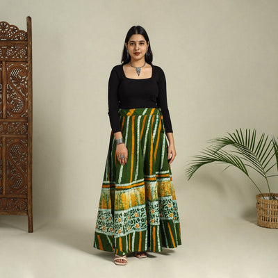 Buy Hand Batik Print Running Stitch Cotton Long Skirt