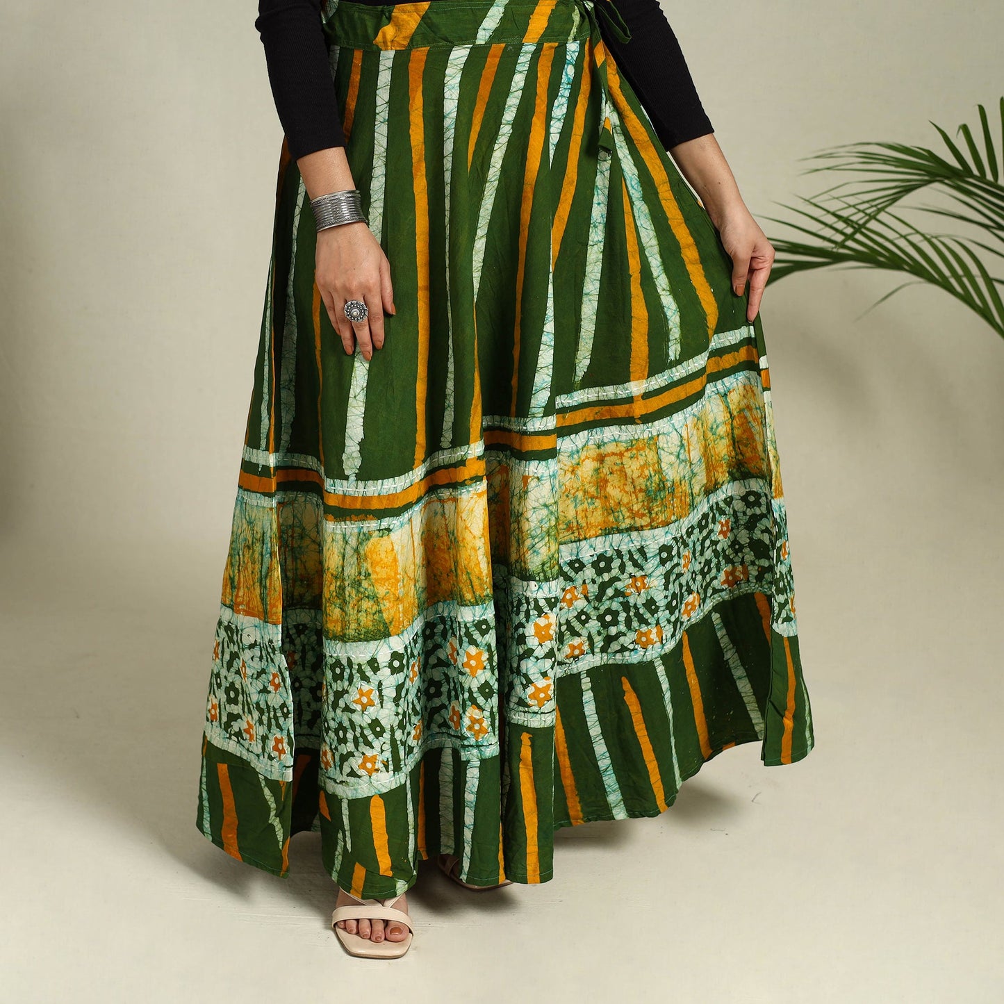 Buy Hand Batik Print Running Stitch Cotton Long Skirt