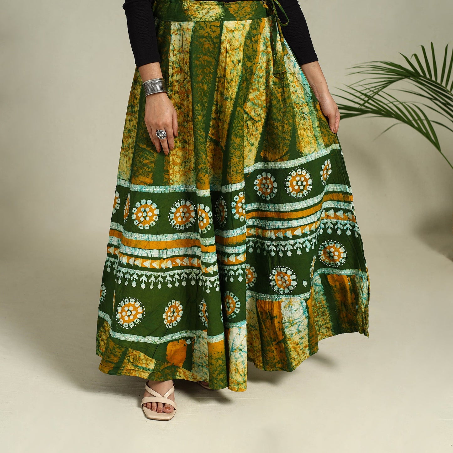 Buy Hand Batik Print Running Stitch Cotton Long Skirt
