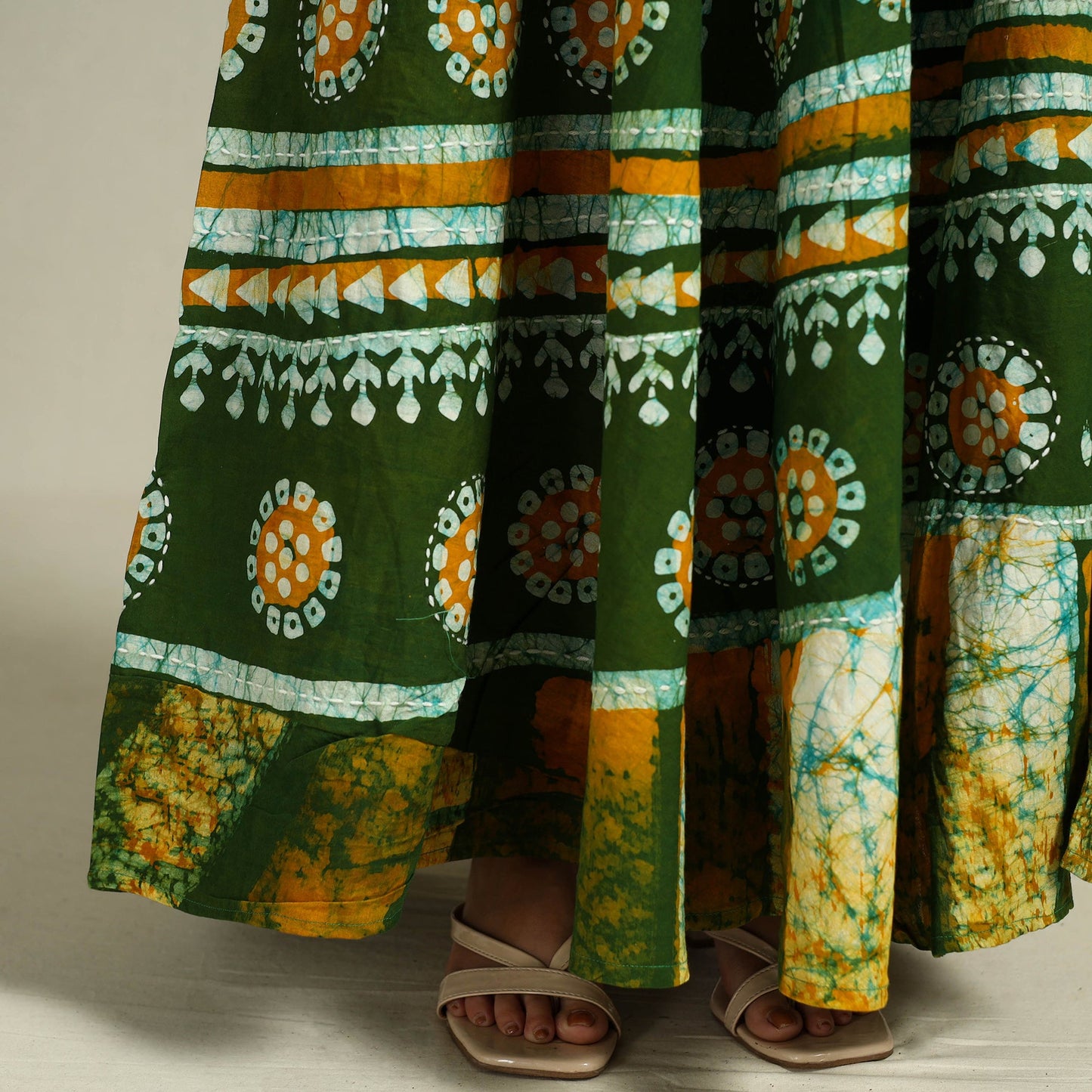 Buy Hand Batik Print Running Stitch Cotton Long Skirt
