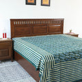 Green - Block Art Print Cotton Double Bindaas Bed Sheet (110 x 93 in)