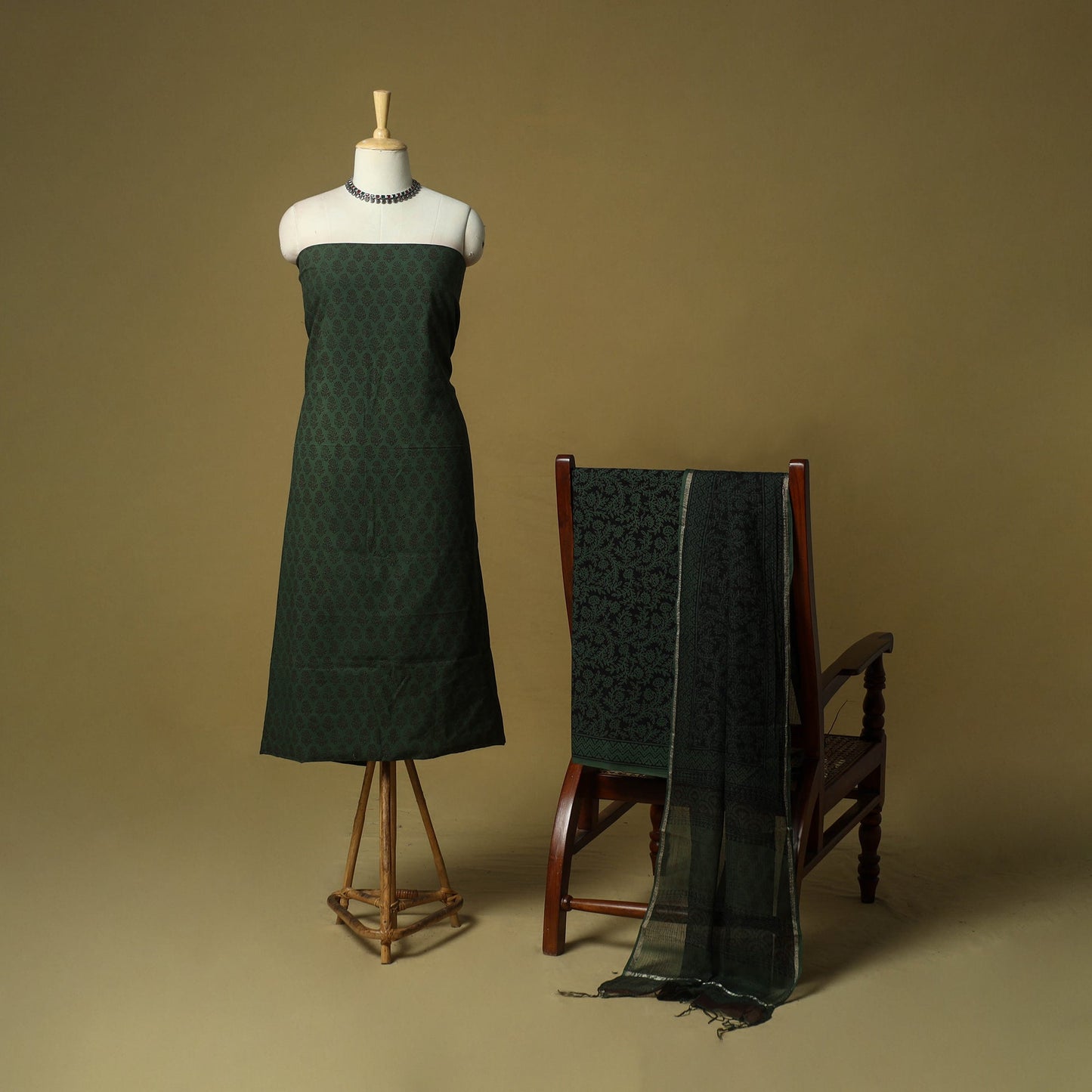 Hand block bagh print cotton 3pc unstitched dress material