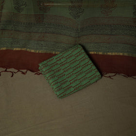 Hand block bagh print natural dyed kota doria cotton 3pc