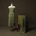 Hand block batik print chanderi silk 3pc unstitched dress