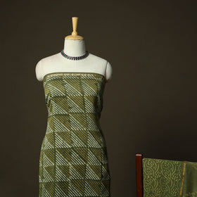 Hand block batik print chanderi silk 3pc unstitched dress