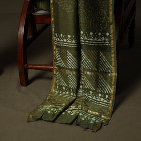 Hand block batik print chanderi silk 3pc unstitched dress