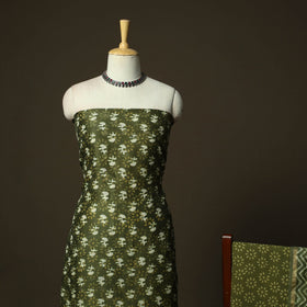 Hand block batik print chanderi silk 3pc unstitched dress