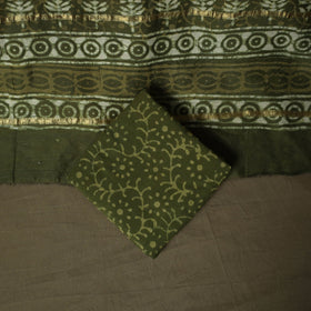 Hand block batik print chanderi silk 3pc unstitched dress