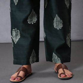 Green - Hand Batik Printing Chanderi Silk Kurta Suit Sets