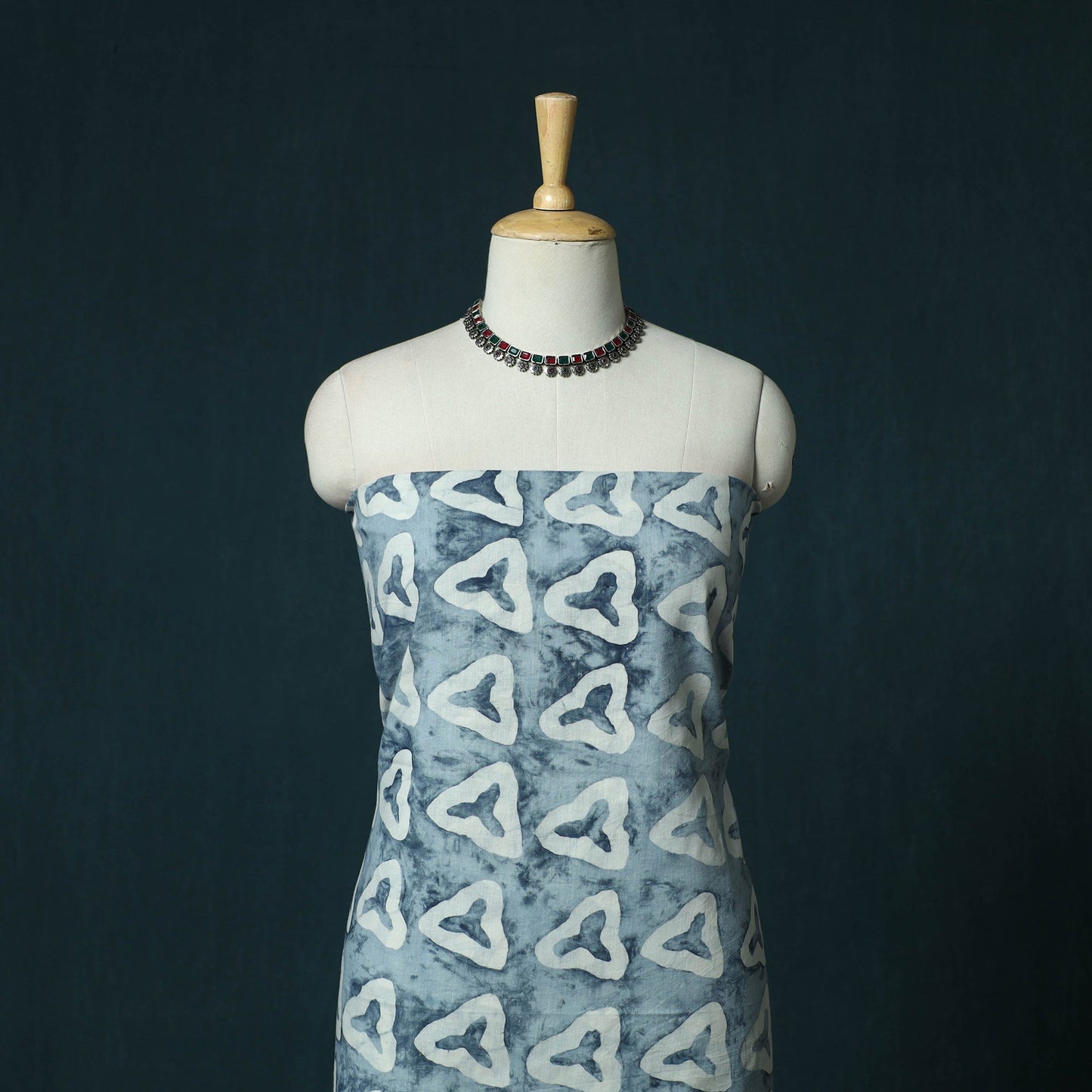 Hand block batik print cotton 3pc unstitched dress material
