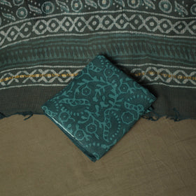 Hand block batik print cotton 3pc unstitched dress material