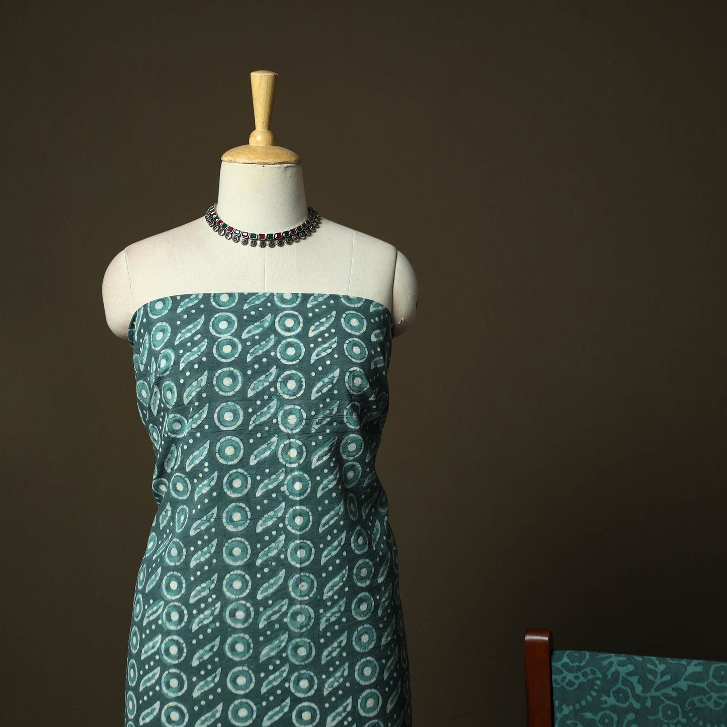 Hand block batik print cotton 3pc unstitched dress material