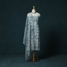 Hand block batik print cotton 3pc unstitched dress material